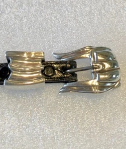 Vintage BARRY KIESELSTEIN CORD NY Sterling Silver Black Alligator Skin Belt - Picture 1 of 5