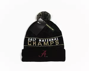Nike Alabama Crimson Tide 2017 National Champs Removable Pom Beanie OSFA NEW - Picture 1 of 3