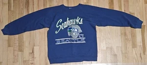 Vintage 80s Seattle Seahawks Champion XL Blue Crewneck Sweatshirt - rare - Picture 1 of 4