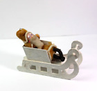 Vintage Japanese Clay Face Santa Claus In Sled Christmas Decoration