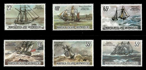 Norfolk Island 1982 - Historical Shipwrecks - Set of 6 Stamps Scott 293-98 - MNH Cover