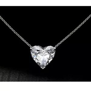 925 Argento Finto Taglio a Cuore Cz Solitario Bello Collana Estate Saldi - Foto 1 di 7