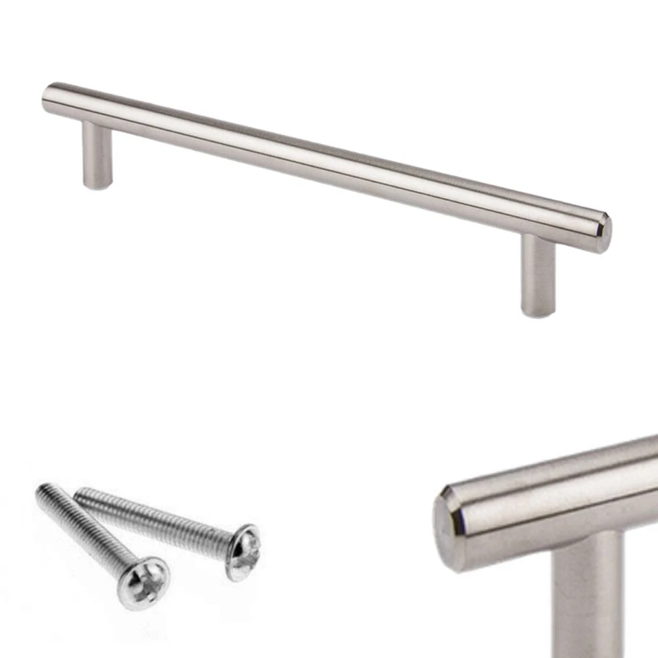 Brushed Steel T Bar Handles Kitchen/Cabinet/Door/Cupboard/Drawer/Bedroom T-Bar - Image 1 of 1