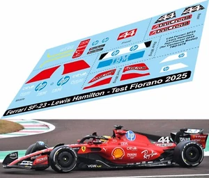 1/24 Decals per Ferrari SF23 Conversion to Test Hamilton Fiorano 2025 TBD1078 - Picture 1 of 1