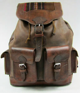 Vintage Brown Saddle Leather Backpack Rucksack Bag