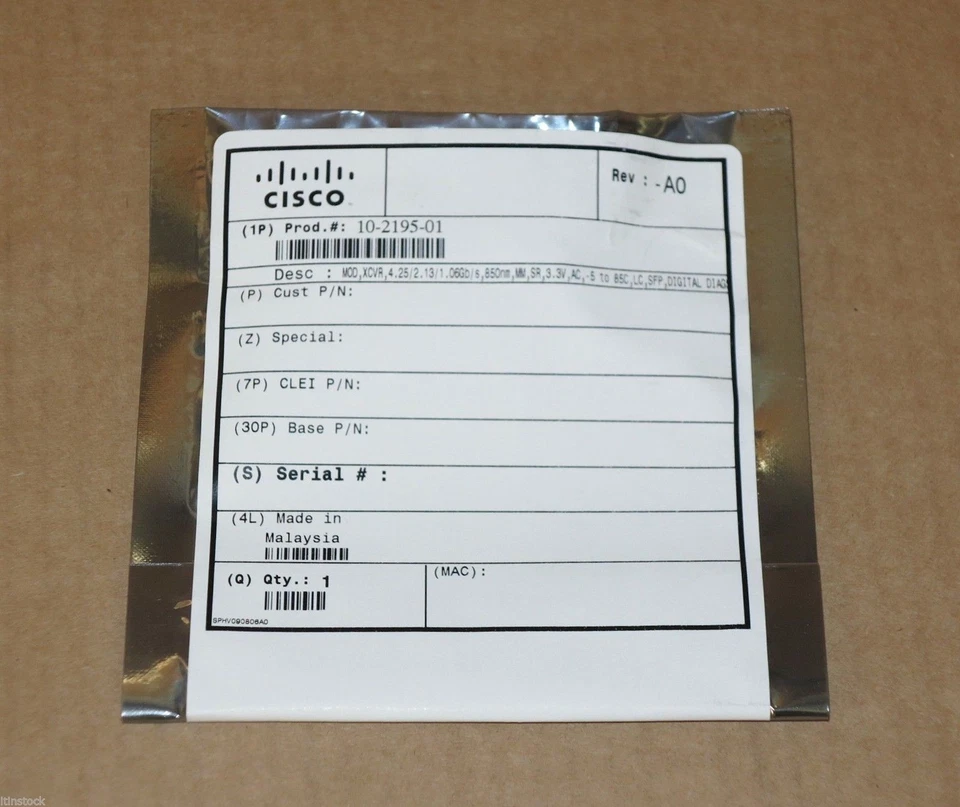 NEW Genuine Cisco DS-SFP-FC4G-SW 4Gbps SFP GBIC Transceiver Module 10-2195-01 - Image 1 of 1