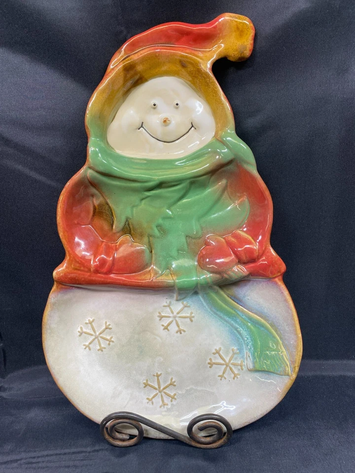 Target Home "SNOWMAN" Stoneware ~ 3 Section Serving Tray / Dish ~ 16" x 10" - Image 1 of 4