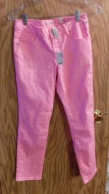 GIRLS JEANS SIZE 10.5 JUSTICE pink SUPER SKINNY PINK NEW STRETCH POCKETS - Image 1 of 2