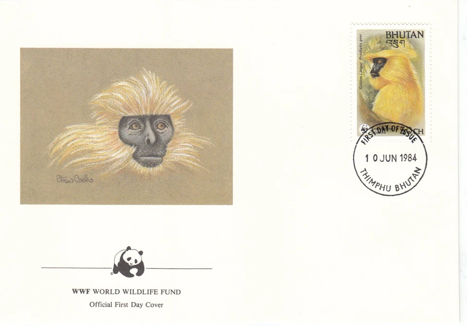Golden Langur WWF Bhutan FDC (B) 1984 (145372) - Image 1 of 1