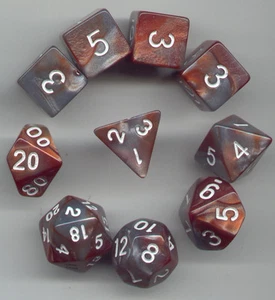 NEW RPG Dice 10pc - Twisted Bronze-Silver @ D4 D8 D10 D12 D20 D00-10 & 4 D6 - Picture 1 of 1