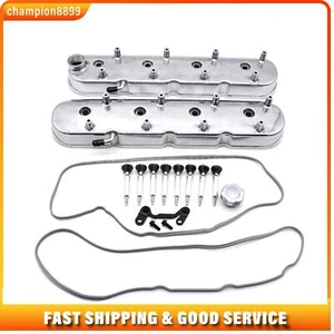 2PCS Polished Cast Aluminum Valve Covers w/ Coil Mounts For GM LS Chevy V8 - Picture 1 of 13