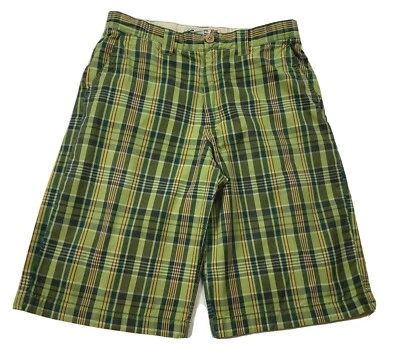 OLD NAVY Girls Size 16 Green Brown Pink Plaid Soft Cotton Knee Walking SHORTS - Image 1 of 4