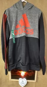 NWT Adidas boys fleece hoodie regular fit charcoal gray XL 18-20 pockets Thailan - Picture 1 of 11