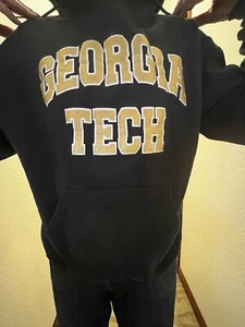 Georgia Tech Sweatshirt Crewneck Blue Champion Brand College University Medium - Picture 1 of 4