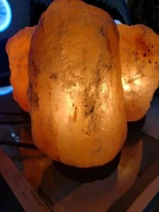 Himalayan Salt Lamp wood base with 6-foot wire and dimmer switch - Picture 1 of 6