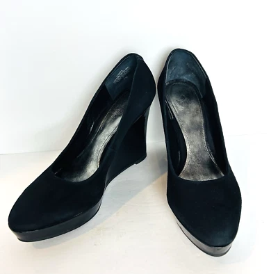 Nine West Shoes Womens Size 7M Black Suede Leather Platform Wedge Shoes - Image 1 of 4