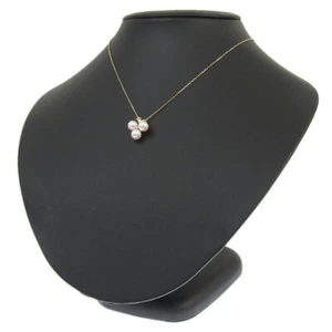 MIKIMOTO Necklace Pendant 3P Pearl Diamond 750 K18 YG Yellow Gold authentic - Picture 1 of 6