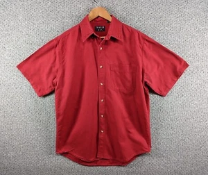 TRADER BAY Vintage 90's Men's Red Corduroy Denim Button Outdoor Shirt Size M - Picture 1 of 11