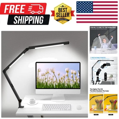 Modern Architect Desk Lamp: Dual Light, Adjustable Swing Arm & Memory Function - Image 1 of 4