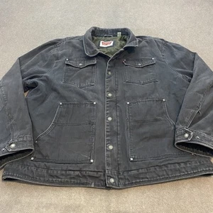 Levis Jacket Mens 2XL Black Canvas Quilted Workwear Utility Chore Coat Lined - Bild 1 von 11
