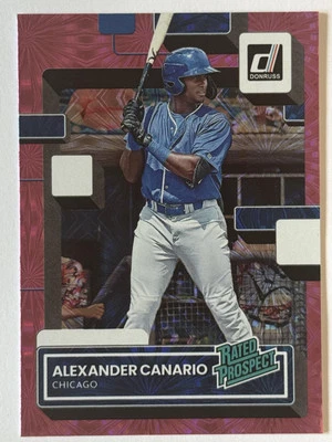 2022 Donruss #RP-12 Alexander Canario Rated Prospects Pink Fireworks - Image 1 of 2
