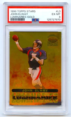 JOHN ELWAY 1998 TOPPS STARS LUMINARIES DENVER BRONCOS GOLD INSERT /50 PSA 6 - Image 1 of 2