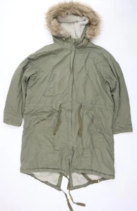 H&M Women's Green Parka Jacket, Size 12, Hooded Winter Coat - Picture 1 of 12
