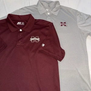 2-Mississippi State Bulldogs Polo S Para Hombre Talla Grande Granate y Rayas - Imagen 1 de 14