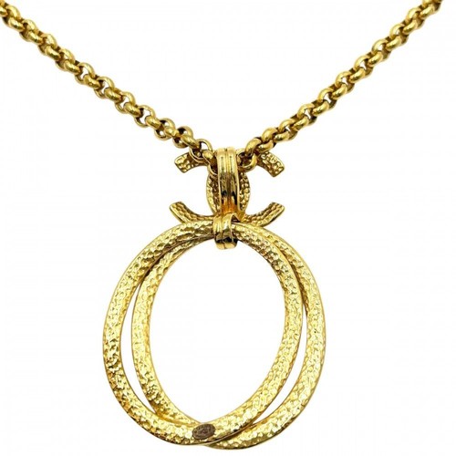 Collana lunga Chanel Coco Mark chiusura girevole GP 96P accessori placcatura oro con scatola
