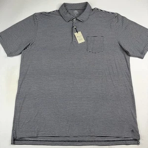 Peter Millar Seaside Wash Mens XXL Navy Striped Cotton Blend Polo NWT - Picture 1 of 10
