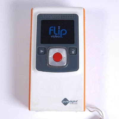 Vintage Flip Video F260N Flash Media Pocket Camcorder TESTED Orange - Image 1 of 4