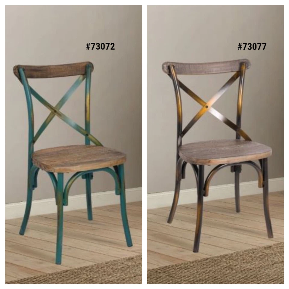 ACME Zaire Antique Oak & Antique Turquoise / Copper Finish 35"H Side Chair (1PC) - Image 1 of 1