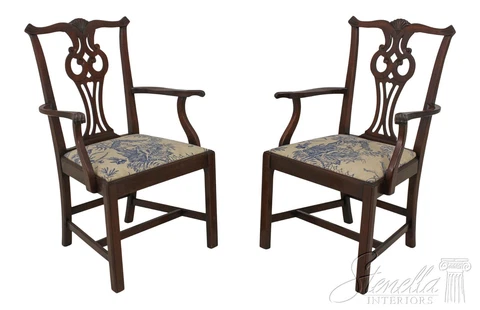 58542EC: Pair Chippendale Style Solid Mahogany Armchairs Cover
