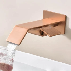 Grifo mezclador cascada grifo lavabo lavabo baño montado en la pared latón lavado en frío caliente - Imagen 1 de 15