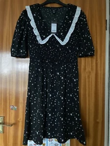 New Look peter pan collar star print dress size 8 - Picture 1 of 4