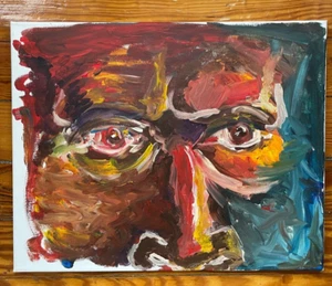 Ritratto 20x16 occhi ravvicinati arte contemporanea outsider quadro tela Renault - Foto 1 di 4