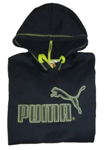 Puma Men's Black Long Sleeve Hoodie with Neon Yellow Logo Size M - Picture 1 of 6