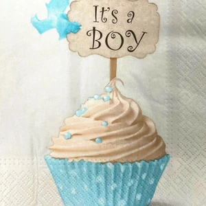 Papier Lunch Servietten Decoupage zwei einzelne Cupcake It's a Boy Cractpaper - Bild 1 von 10