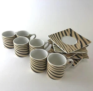 Victoria Bella Tea and Coffee Set of 6 Cups with Square Saucers - Picture 1 of 2