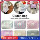 Quilted Beauty Bag Portable Plaid Coin Purse Fashion Cotton for Weekend Vacation