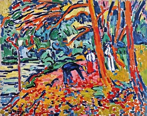 Paesaggio con dipinto in legno morto di Maurice de Vlaminck riproduzione - Foto 1 di 3