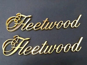89-92 Cadillac Fleetwood FWD—Rear Quarter Script Nameplate Emblem *Gold* (PAIR) - Picture 1 of 4