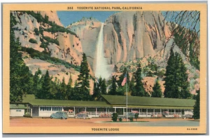Yosemite National Park Lodge California Leinen Postkarte unbenutzt - Bild 1 von 2