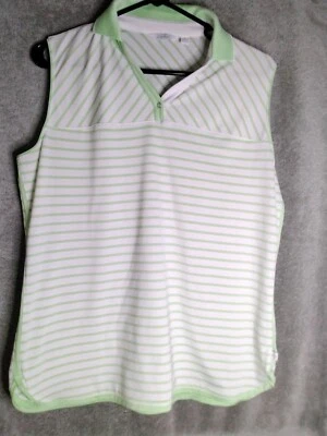 Camiseta sin mangas de golf Lady Hagen para mujer talla L blanca verde a rayas Foto 1 de 4