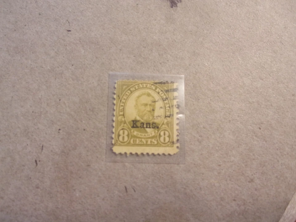 USA Used, 1929 Issue, 8 Cent Grant "KANS" overprints, Olive Green, Scott #666 - Image 1 of 1