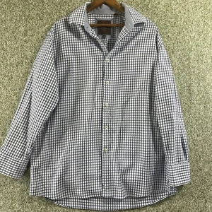 Camisa Tattersall London Hombres 17 Azul Marino Cuadros Cuadrícula Cuello Extendido Moderna Inteligente Informal - Imagen 1 de 8
