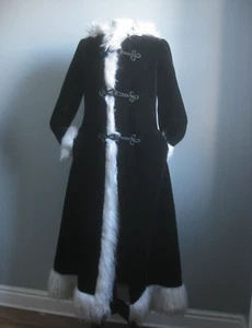 ABRIGO PRINCESA PIEL SINTÉTICA 6 8 ajuste acampanado 1950 invierno retro puños cuello capucha ruso - Imagen 1 de 20