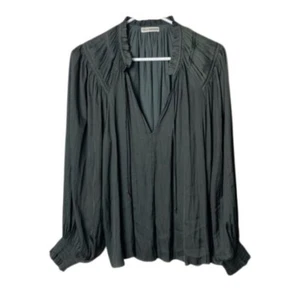 Ulla Johnson Damenbluse grün plissiert Ballonärmel 8 Boho Krawattenausschnitt - Bild 1 von 12