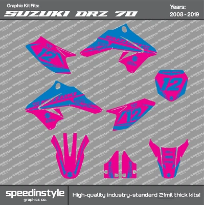 Kit de calcomanías gráficas para Suzuki DRZ70 (2008-2019) DRZ 70 Element kit cian magenta Foto 1 de 2