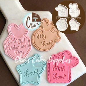 Happy Valentine's Day Plunger Cookie Cutter 4 pieces set - Picture 1 of 7